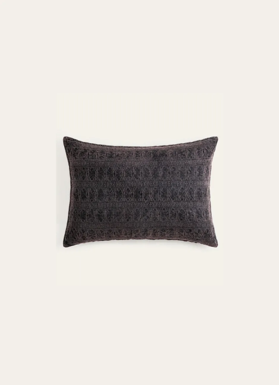 COUSSIN EN COTON JACQUARD LAVÉ BRODERIE EN RELIEF VIOLET