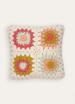 COUSSIN EN TRICOT EN FORME DE FLEUR MULTICOLORE