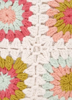COUSSIN EN TRICOT EN FORME DE FLEUR MULTICOLORE