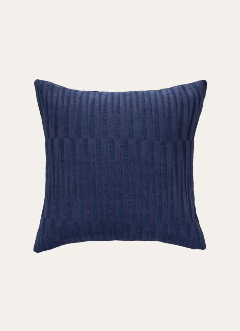 COUSSIN JACQUARD BICOLORE MOTIFS TRIANGLES Bleu MARINE