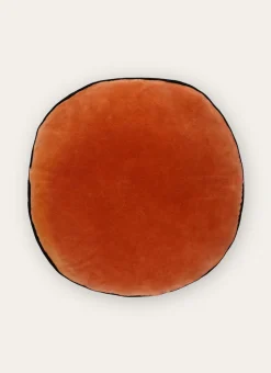 COUSSIN ROND EN VELOURS ROUGE SABLE