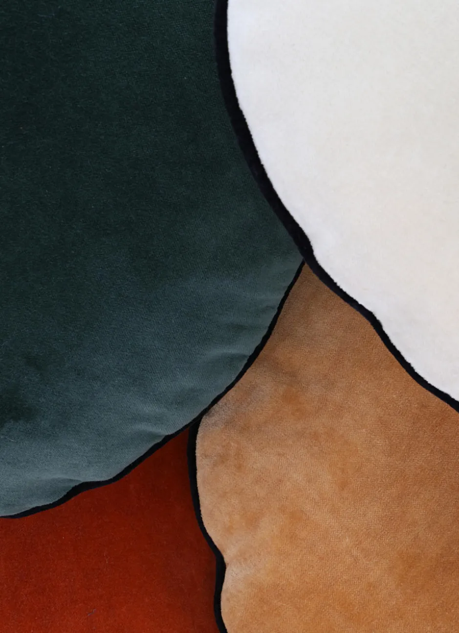 COUSSIN ROND EN VELOURS ROUGE SABLE