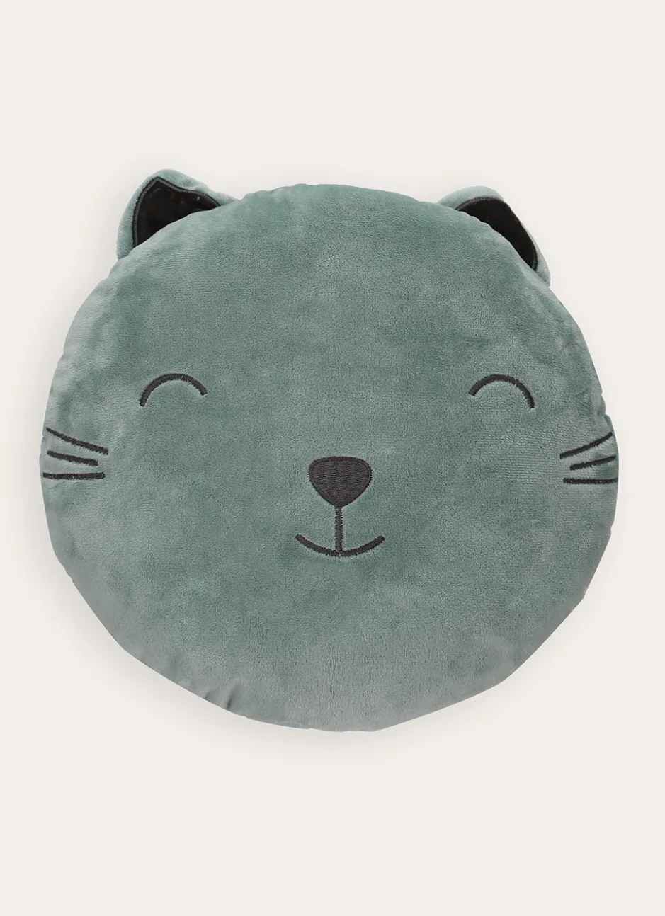 COUSSIN TÊTE DE CHAT vert