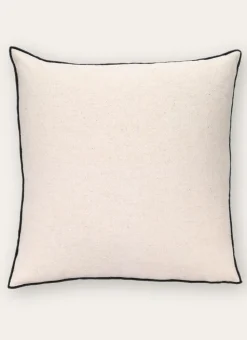 COUSSIN UNI COTON-LIN AVEC BOURDON CONTRASTÉ ÉCRU/NOIR