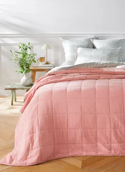COUVRE-LIT MATELASSÉ UNI ROSE