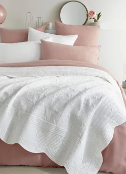 COUVRE-LIT UNI EN COTON FLORENCE BLANC