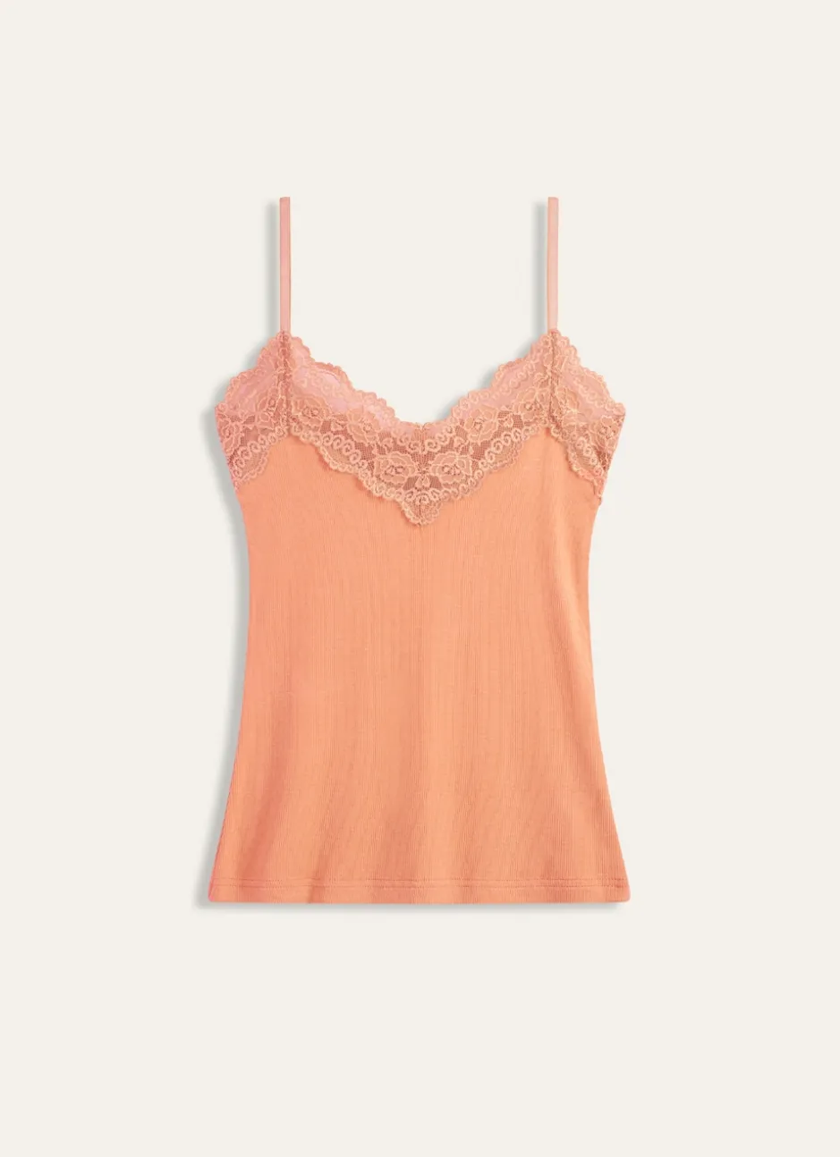 DÉBARDEUR DENTELLE CORAIL