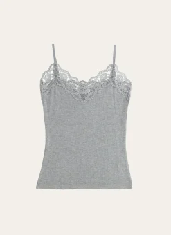 DÉBARDEUR DENTELLE GRIS CLAIR