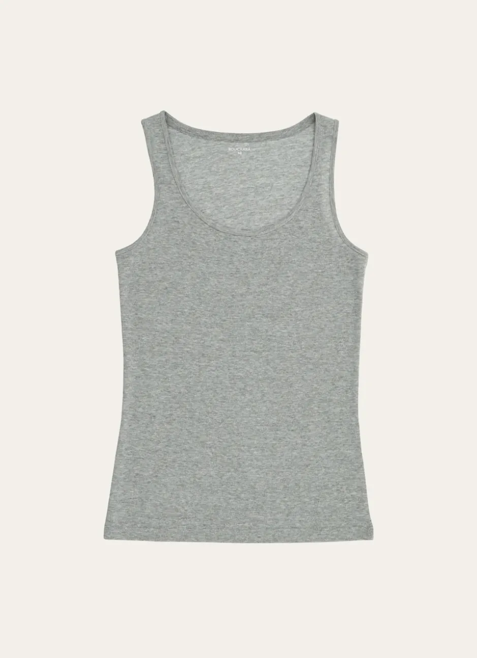 DEBARDEUR A COL ROND EN COTON GRIS CHINE