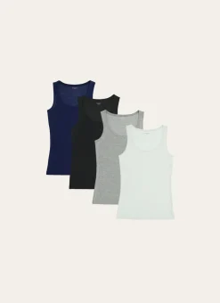 DEBARDEUR A COL ROND EN COTON GRIS CHINE
