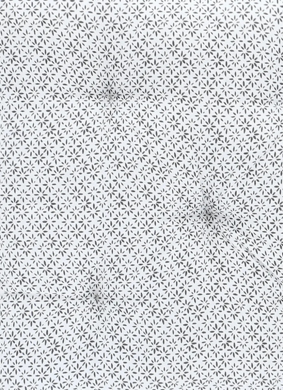 DESSUS DE CHAISE EN COTON IMPRIMÉ FLEURI GRIS