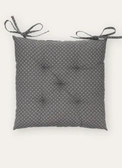 DESSUS DE CHAISE EN COTON IMPRIMÉ GRIS/BLANC