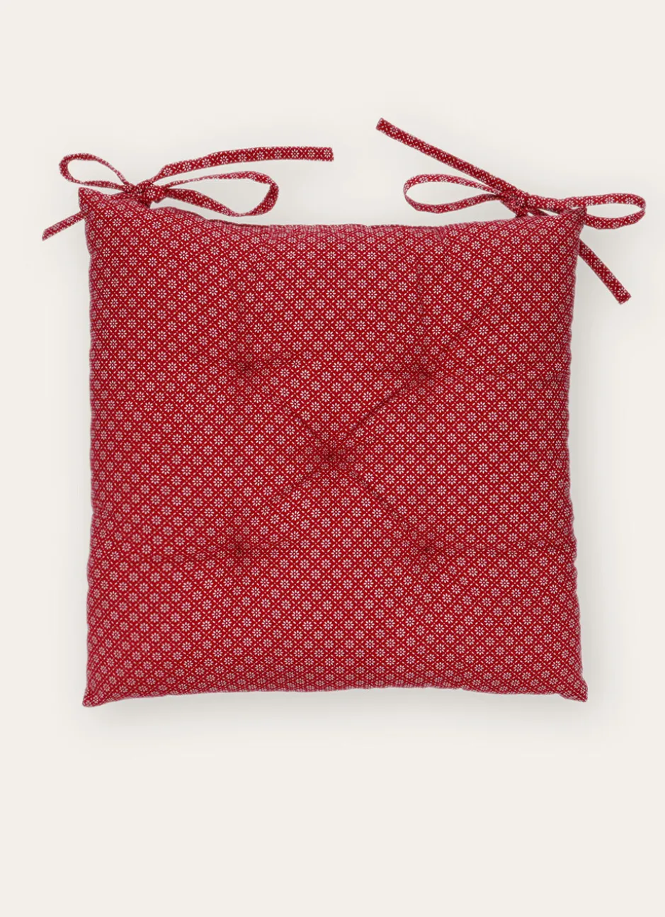 DESSUS DE CHAISE EN COTON IMPRIMÉ ROUGE/BLANC