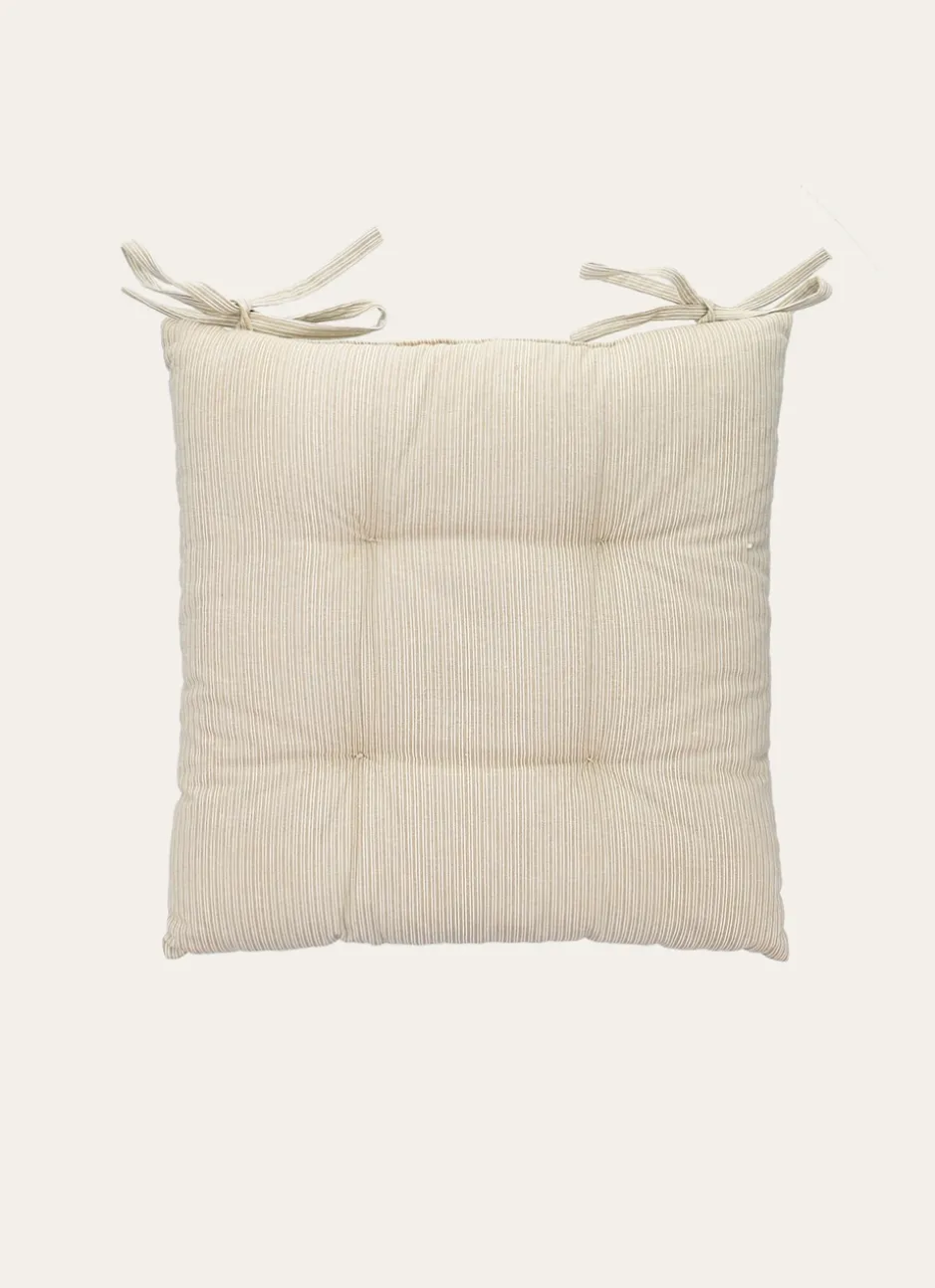 DESSUS DE CHAISE EN TOILE FINE À RAYURES BEIGE
