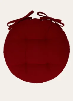 DESSUS DE CHAISE ROND EN COTON AVEC LIENS À NOUER CERISE
