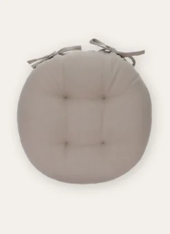 DESSUS DE CHAISE ROND EN COTON AVEC LIENS À NOUER GRIS CLAIR