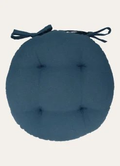 DESSUS DE CHAISE ROND EN COTON AVEC LIENS À NOUER CANARD
