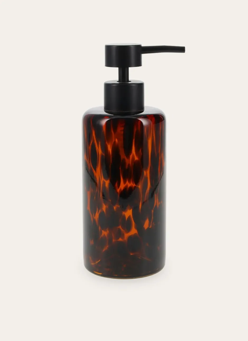 DISTRIBUTEUR DE SAVON EN VERRE MOTIF LÉOPARD BRUN