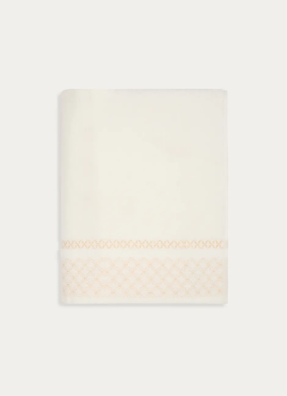 DRAP DE BAIN BORDURE JACQUARD SHEHERAZADE BLANC CASSÉ