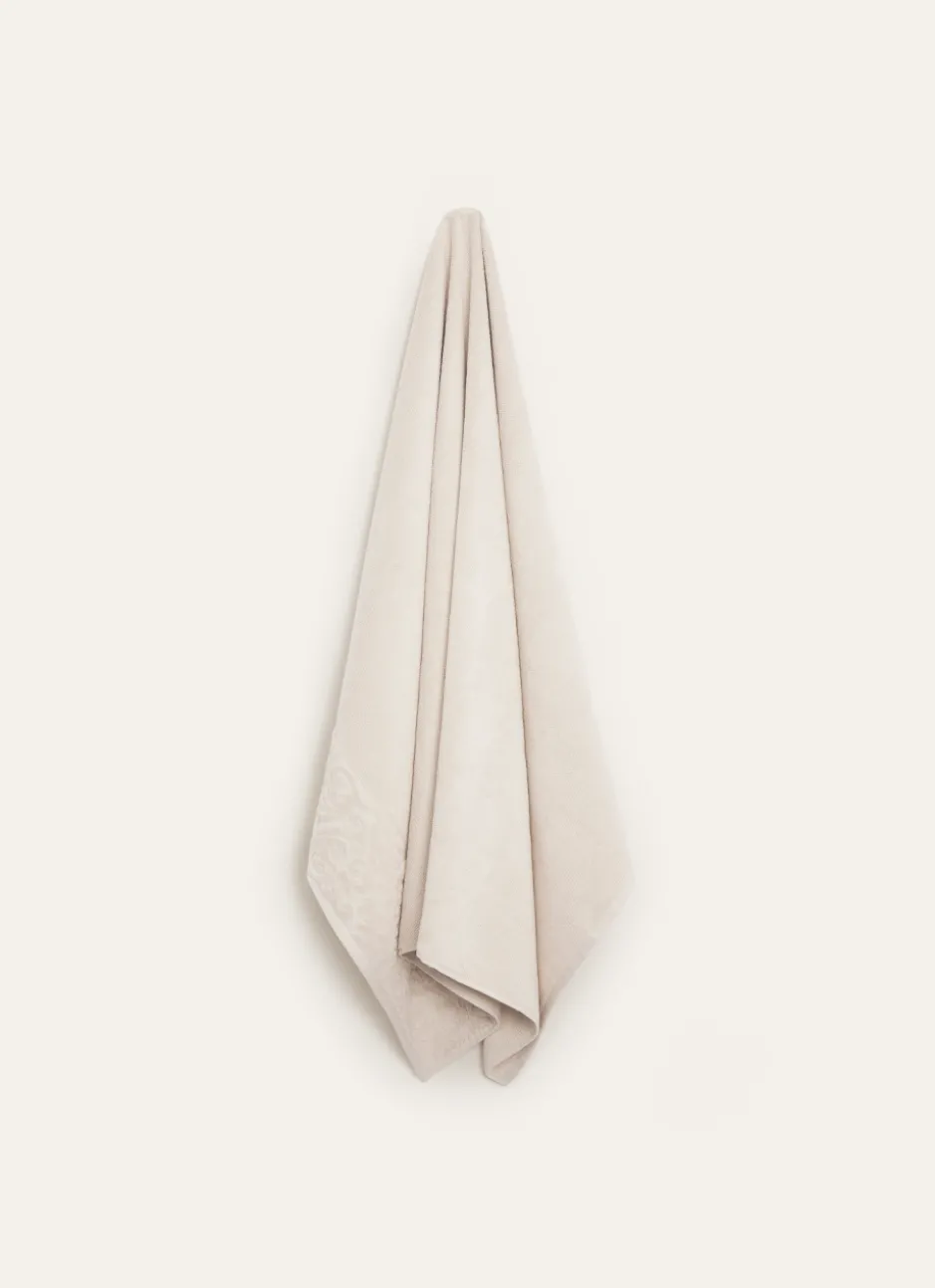 DRAP DE BAIN EN COTON LITEAU CISELÉ BEIGE