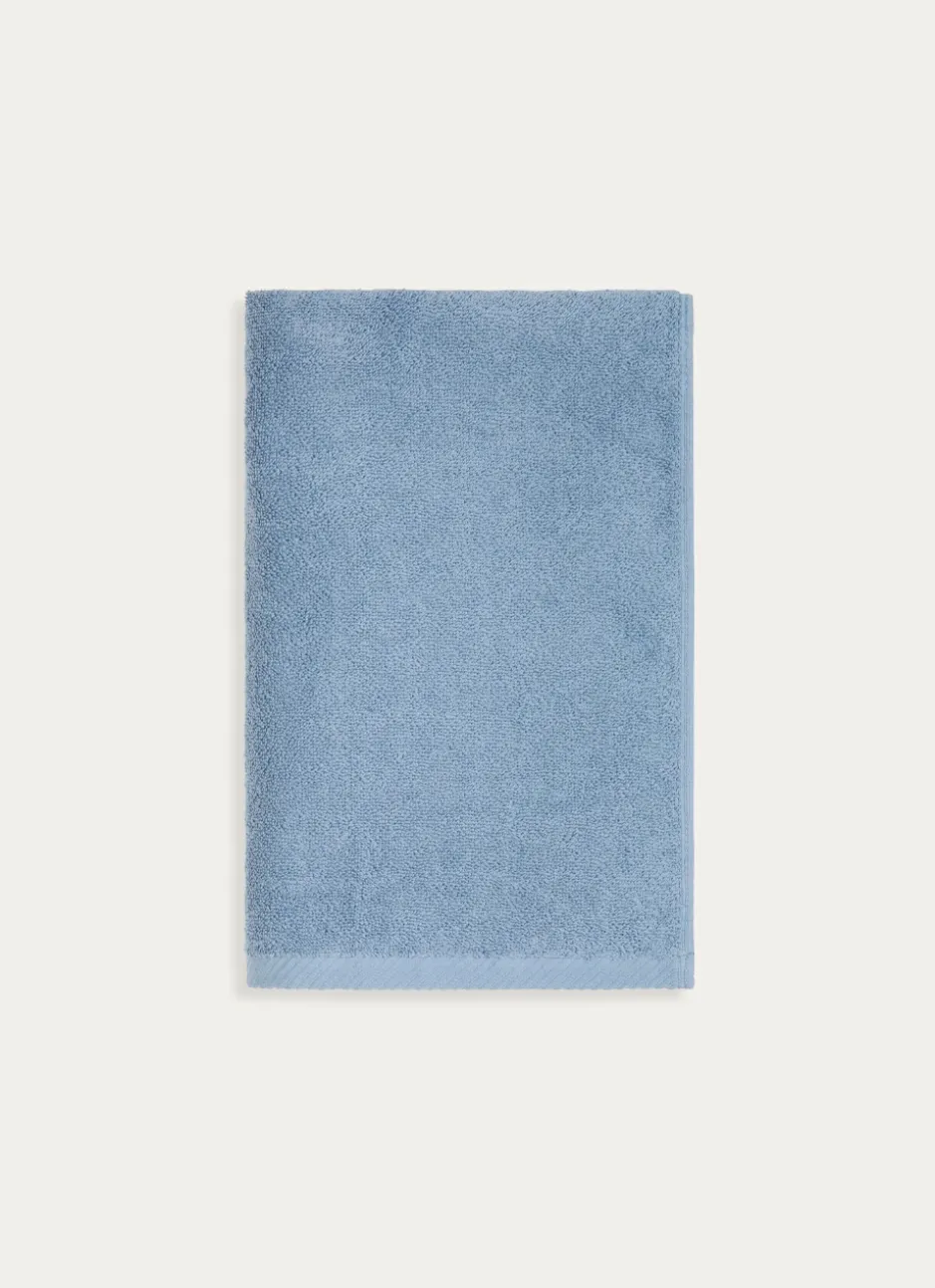 DRAP DE BAIN EN COTON UNI BASIL BLEU