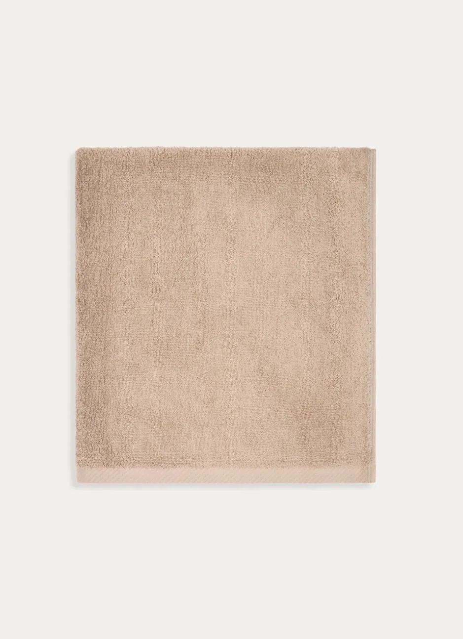 DRAP DE BAIN EN COTON UNI BASIL BEIGE FONCÉ