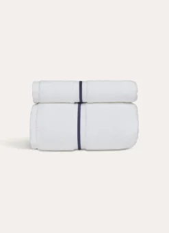 DRAP DE BAIN FINITION BOURDON OPÉRA BLANC/MARINE