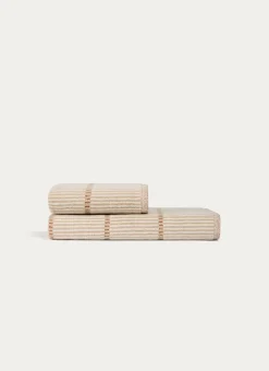 DRAP DE BAIN À RAYURES BEIGE