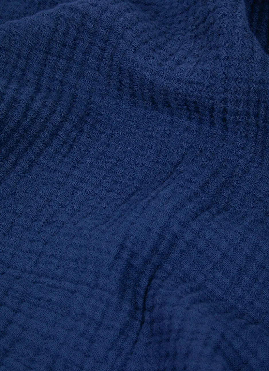 DRAP DE BAIN UNI EN GAZE DE COTON ODYSSÉE BLEU MARINE