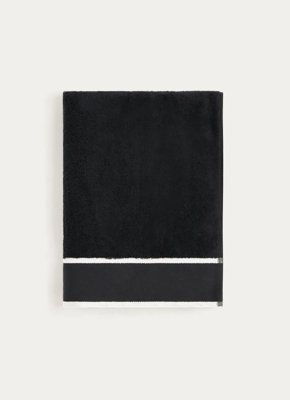DRAP DE BAIN UNI À LARGE BORDURE ARTHUR Noir