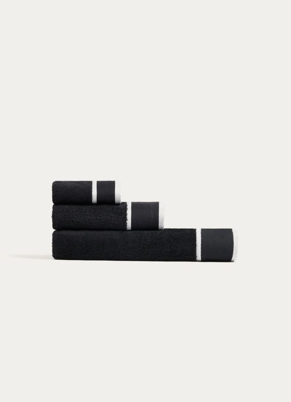 DRAP DE BAIN UNI À LARGE BORDURE ARTHUR Noir