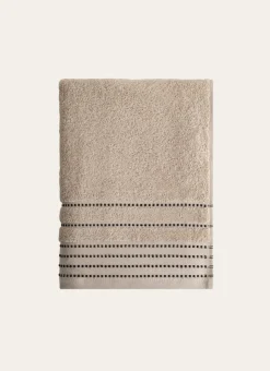 DRAP DE DOUCHE EN COTON DÉTAILS POINTS BEIGE
