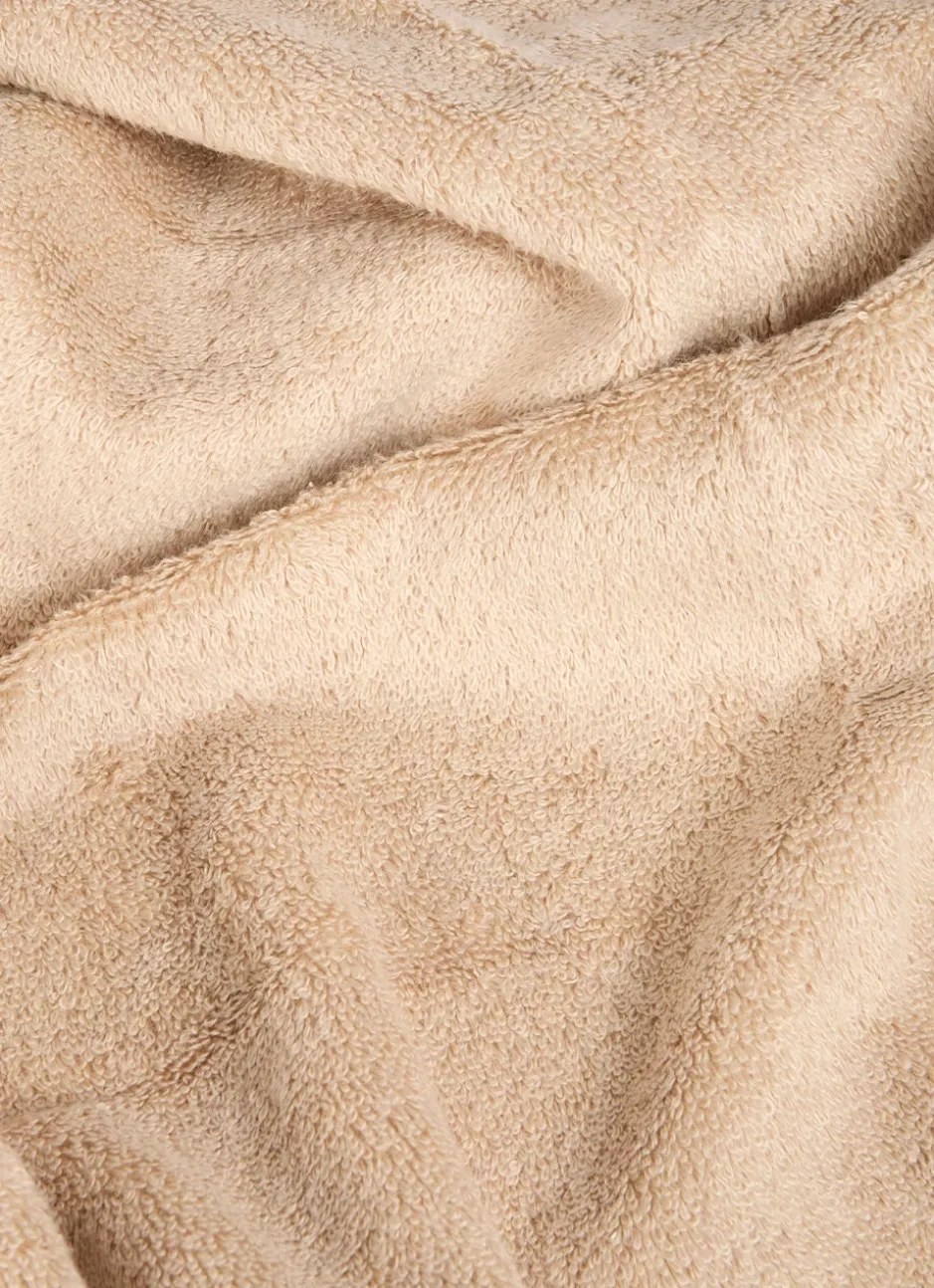 DRAP DE DOUCHE EN COTON ET SOIE AGNES BEIGE FONCE