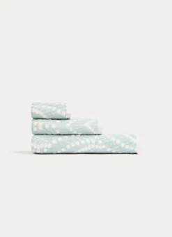 DRAP DE DOUCHE EN JACQUARD SERENA MOTIFS ART DÉCO BLEU CLAIR