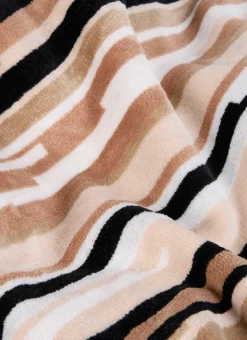 DRAP DE DOUCHE EN VELOURS À RAYURES MULTICOLORE