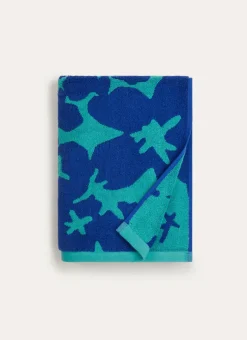 DRAP DE DOUCHE JACQUARD BICOLORE AVEC MOTIF FLORAL BLEU/VERT