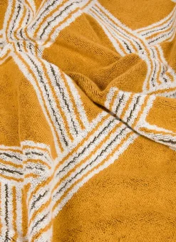 DRAP DE DOUCHE JACQUARD MOTIFS GÉOMÉTRIQUES JAUNE OCRE
