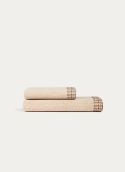 DRAP DE DOUCHE UNI AVEC LITEAU FANTAISIE BEIGE