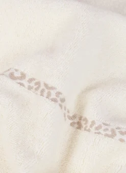 DRAP DE DOUCHE UNI AVEC LITEAU LÉOPARD BEIGE CLAIR