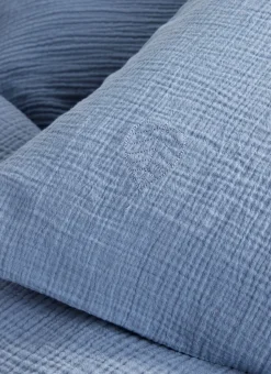 DRAP HOUSSE BÉBÉ EN GAZE DE COTON BLEU