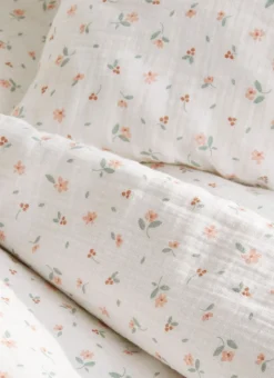 DRAP HOUSSE BÉBÉ EN GAZE DE COTON CHAMPÊTRE ÉCRU