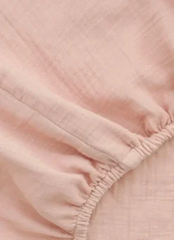 DRAP HOUSSE BÉBÉ EN GAZE DE COTON ROSE