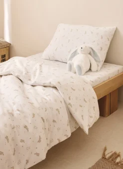 DRAP HOUSSE BÉBÉ EN JERSEY DE COTON IMPRIMÉ LAPIN BLANC