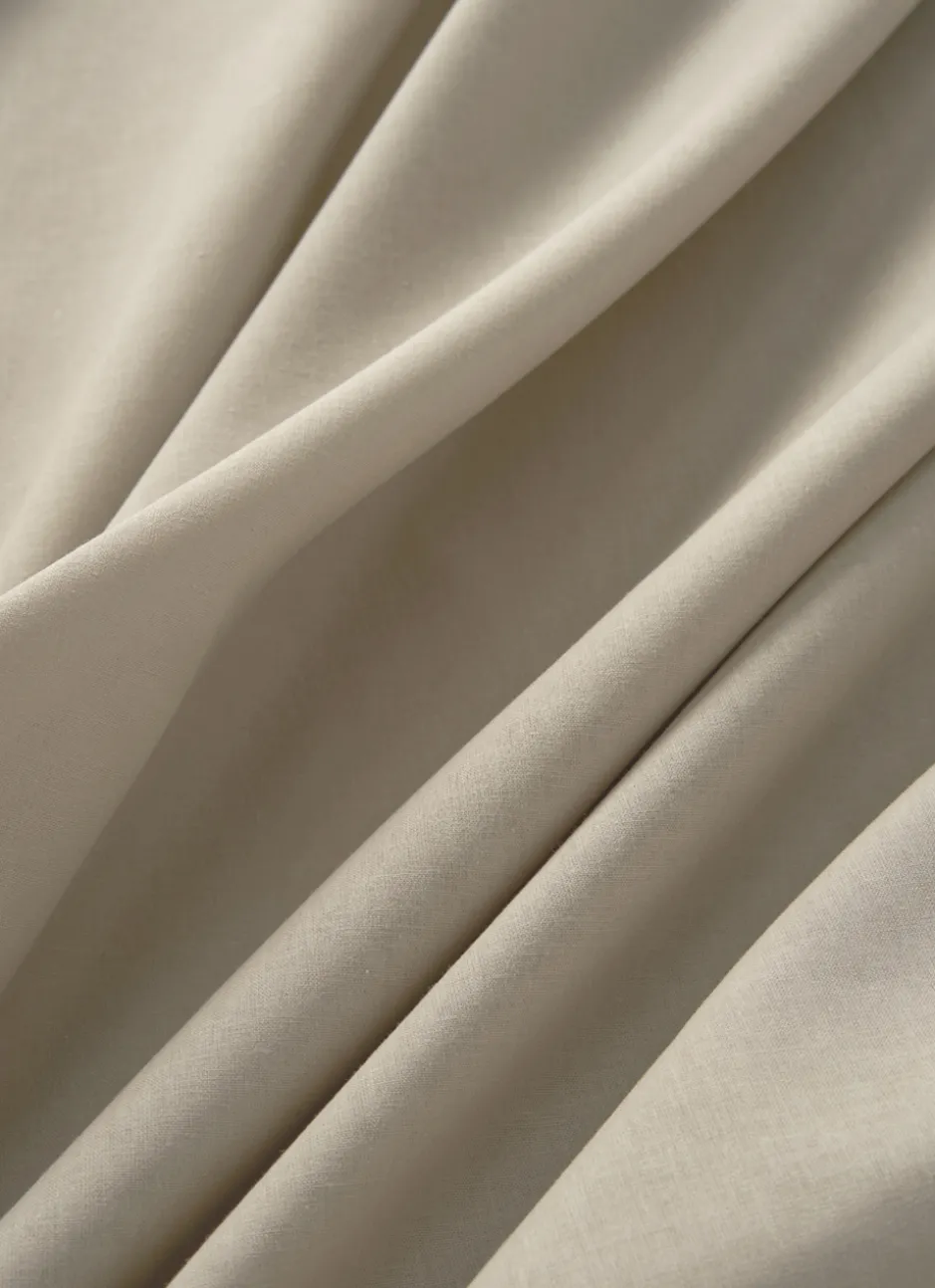 DRAP HOUSSE EN COTON POUR 2 LITS JUMEAUX TAUPE CLAIR