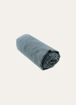 DRAP HOUSSE EN LIN LAVÉ UNI 165GR BLEU ZINC
