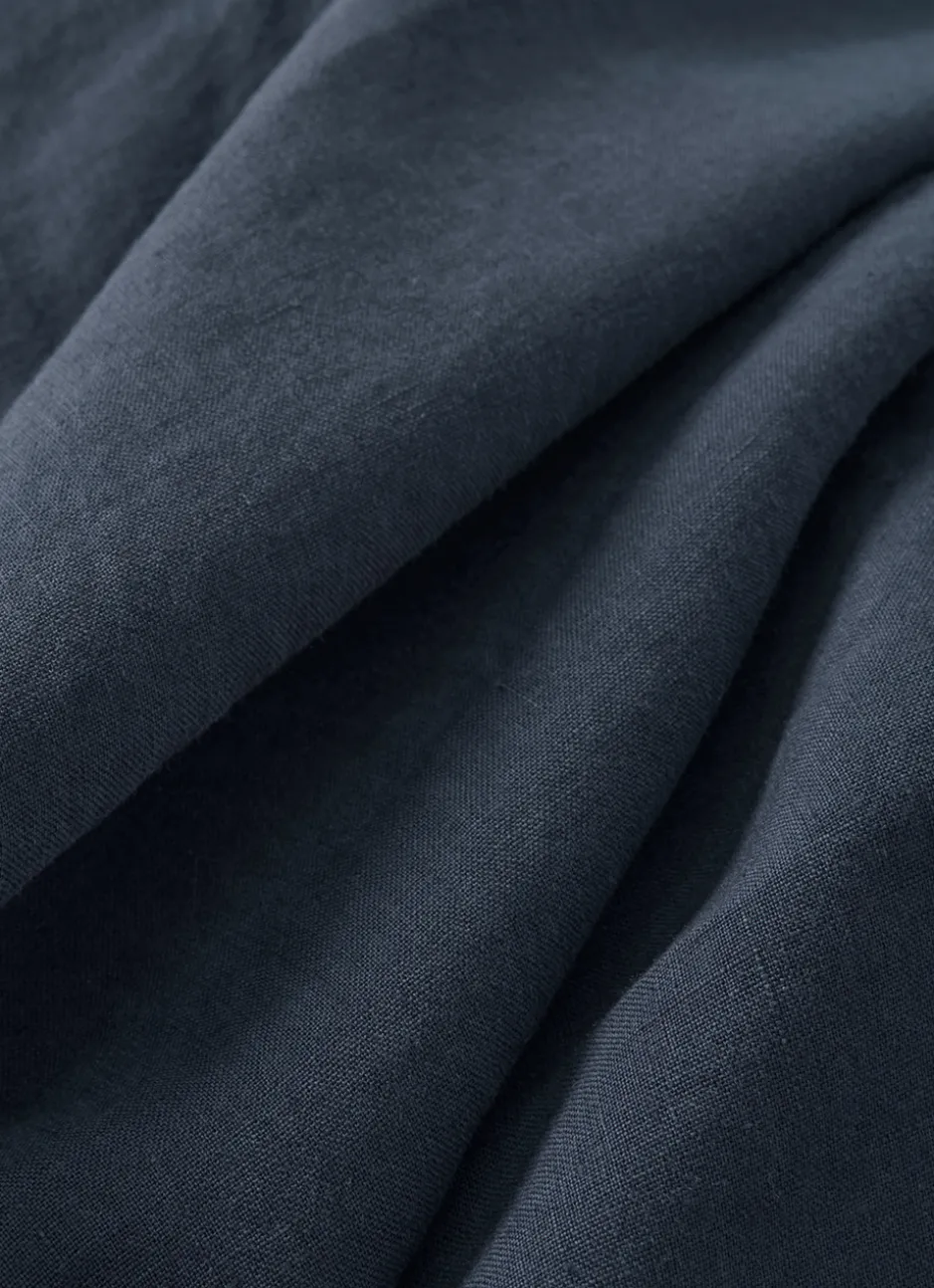 DRAP HOUSSE EN LIN LAVÉ UNI 165GR BLEU DENIM