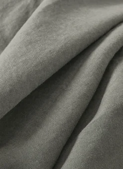 DRAP HOUSSE EN LIN LAVÉ UNI 165GR VERT DE GRIS