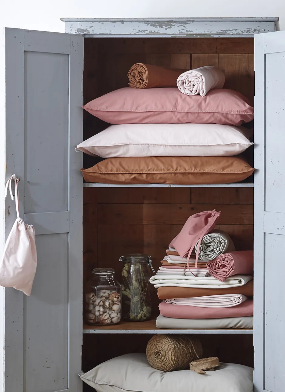 DRAP HOUSSE UNI EN COTON LAVÉ BIO ECRU