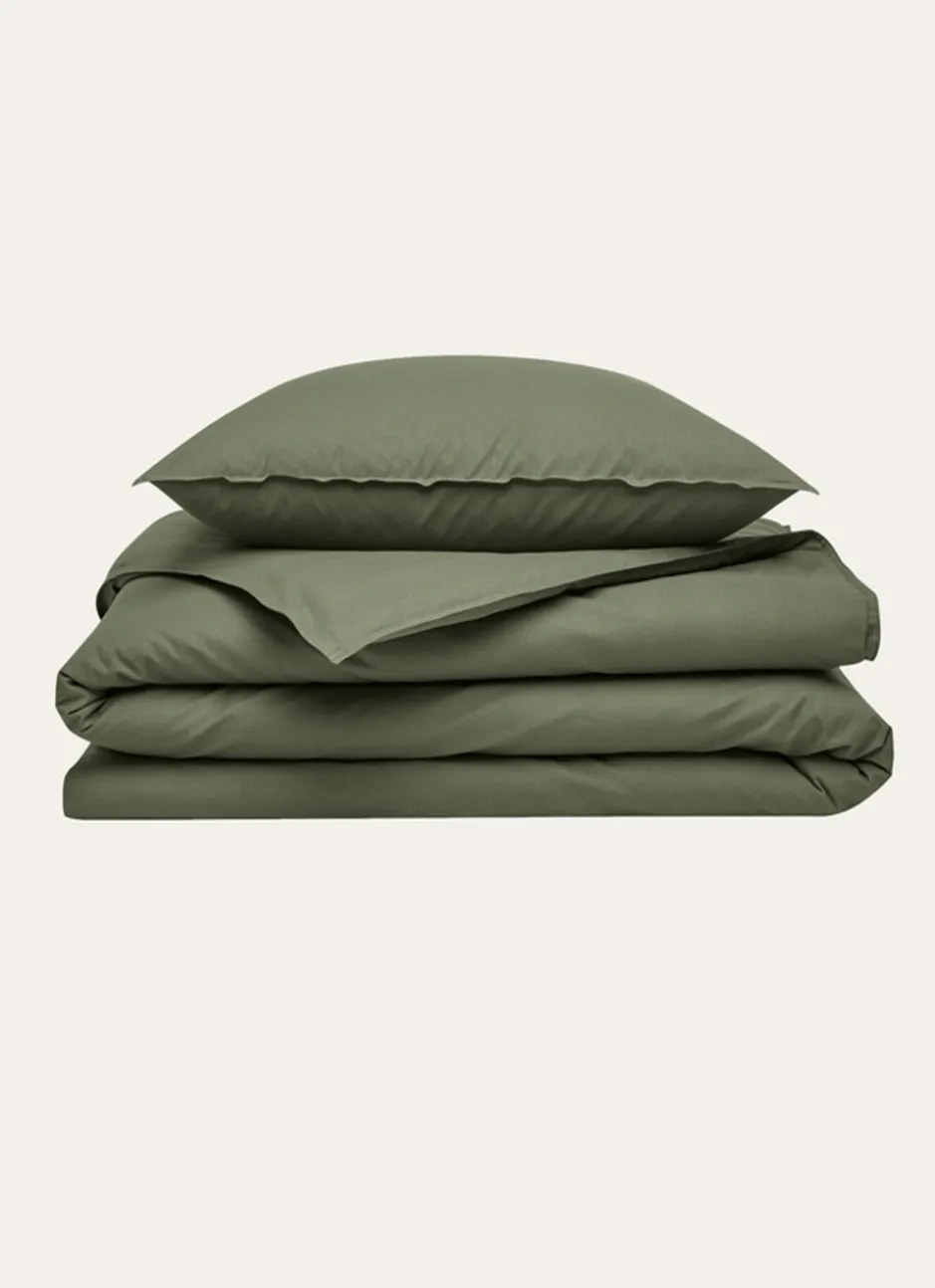 DRAP HOUSSE UNI EN COTON LAVÉ BIO KAKI