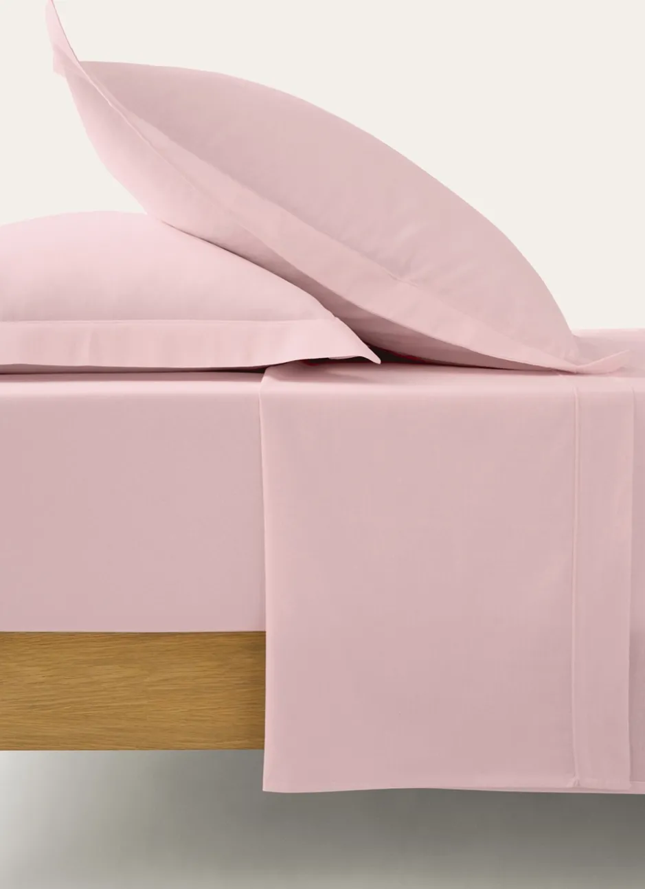 DRAP PLAT UNI EN COTON ROSE CLAIR